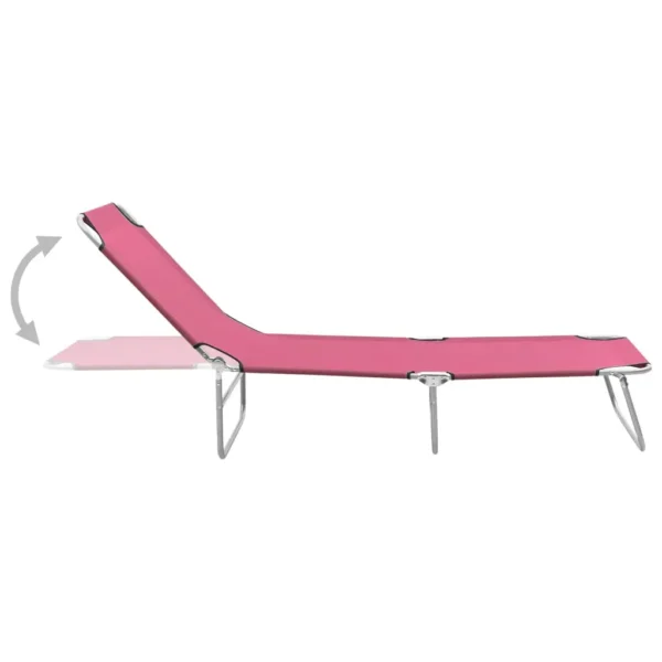 , Folding Sun Lounger Steel and Fabric Pink