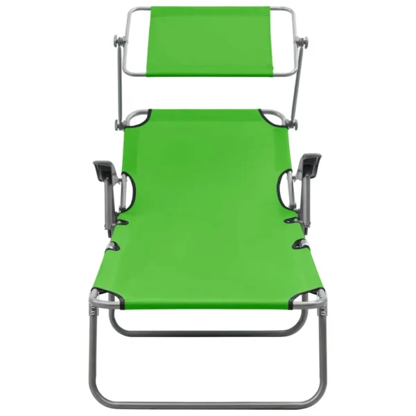 , Sun Lounger with Canopy Steel Green
