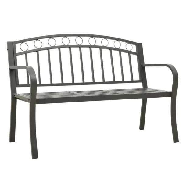 , Patio Bench with a Table 49.2&#8243; Steel Gray