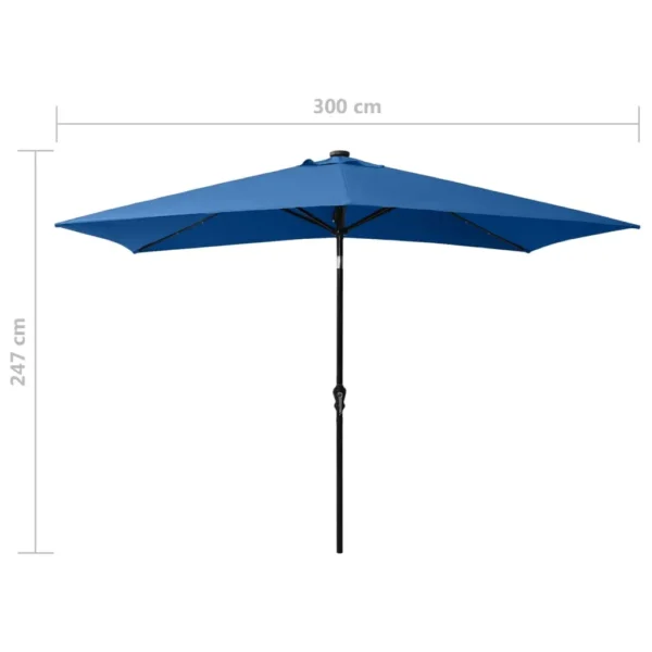 LED Parasol, LED Parasol Azure Blue 6.6&#8217;x9.8