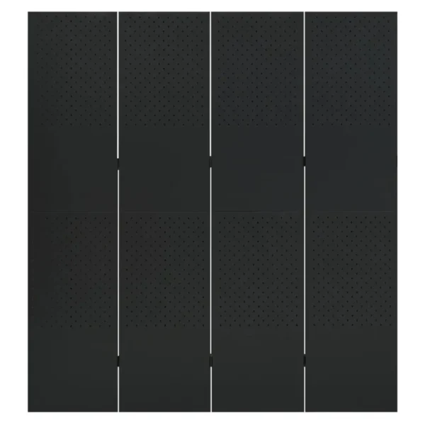 , 4-Panel Room Divider Black 63&#8243;x70.9&#8243; Steel