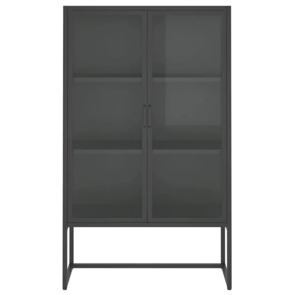 Highboard, Highboard Anthracite 31.5″x13.8″x53.1″ Steel and Tempered Glass