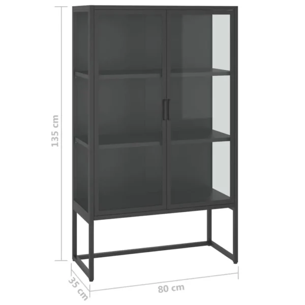 Highboard, Highboard Anthracite 31.5″x13.8″x53.1″ Steel and Tempered Glass