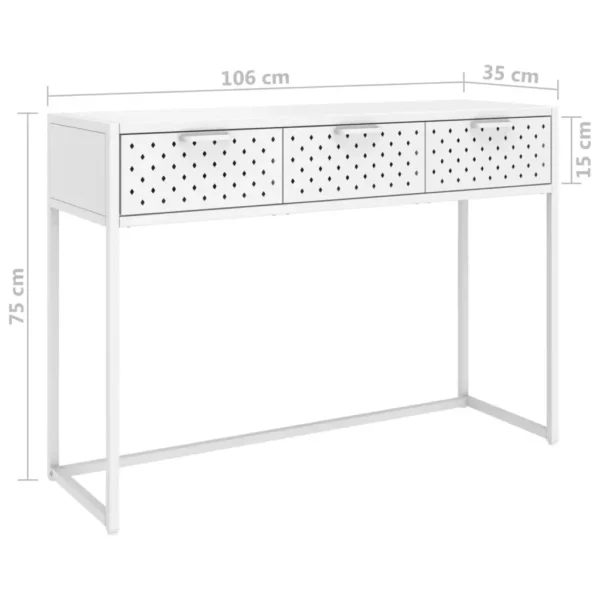, Console Table White 41.7&#8243;x13.8&#8243;x29.5&#8243; Steel