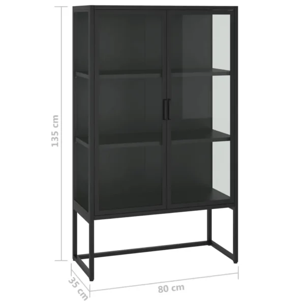 , Highboard Black 31.5&#8243;x13.8&#8243;x53.1&#8243; Steel and Tempered Glass