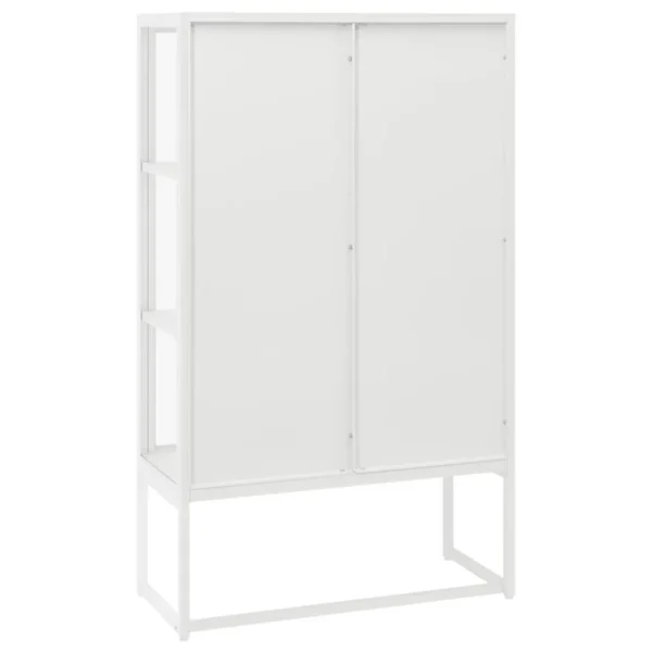, Highboard White 31.5&#8243;x13.8&#8243;x53.1&#8243; Steel and Tempered Glass