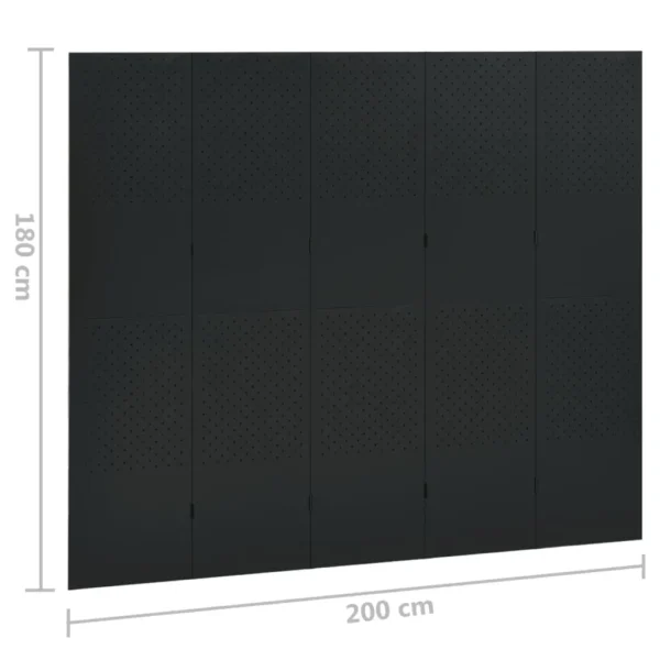 , 5-Panel Room Divider Black 78.7&#8243;x70.9&#8243; Steel
