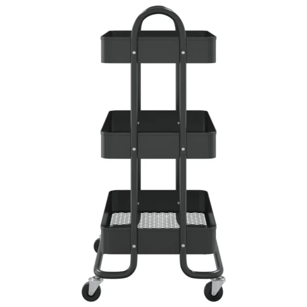 , 3-Tier Trolley Black 16.9&#8243;x13.4&#8243;x31.1&#8243; Steel