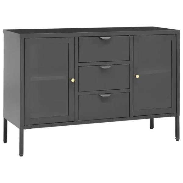 , Sideboard Anthracite 41.3&#8243;x13.8&#8243;x27.6&#8243; Steel and Tempered Glass