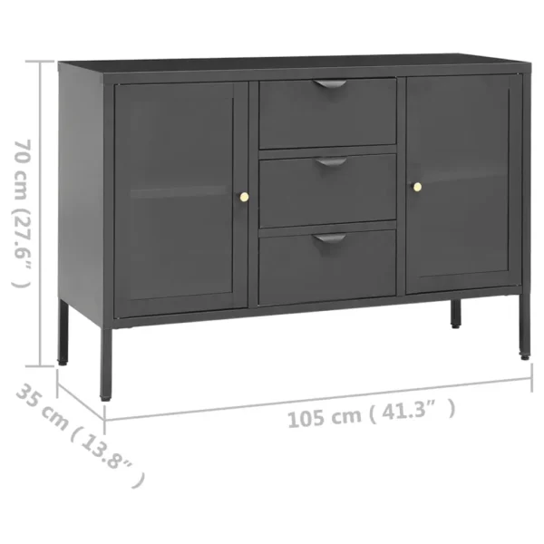 , Sideboard Anthracite 41.3&#8243;x13.8&#8243;x27.6&#8243; Steel and Tempered Glass