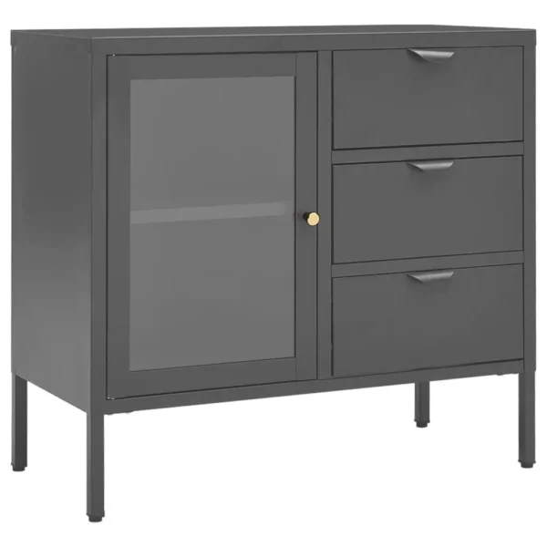 , Sideboard Anthracite 29.5&#8243;x13.8&#8243;x27.6&#8243; Steel and Tempered Glass