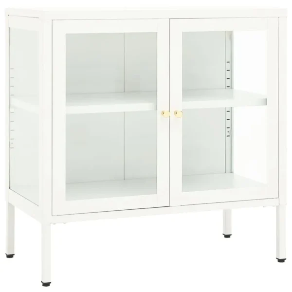 , Sideboard White 27.6&#8243;x13.8&#8243;x27.6&#8243; Steel and Glass