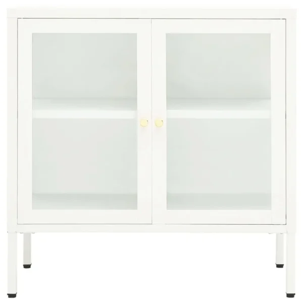 , Sideboard White 27.6&#8243;x13.8&#8243;x27.6&#8243; Steel and Glass