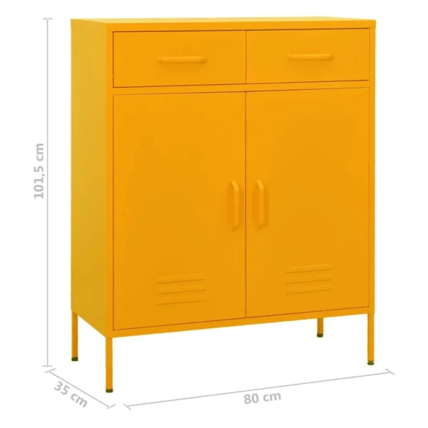 , Storage Cabinet Mustard Yellow 31.5&#8243;x13.8&#8243;x40&#8243; Steel