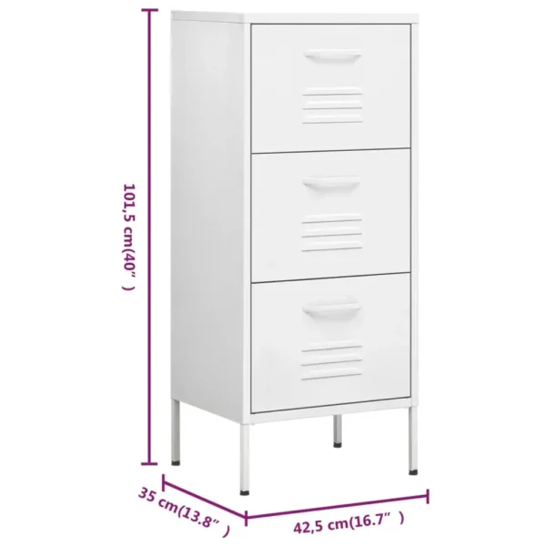 , Storage Cabinet White 16.7&#8243;x13.8&#8243;x40&#8243; Steel