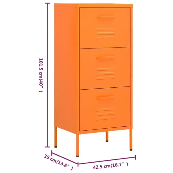 , Storage Cabinet Orange 16.7&#8243;x13.8&#8243;x40&#8243; Steel