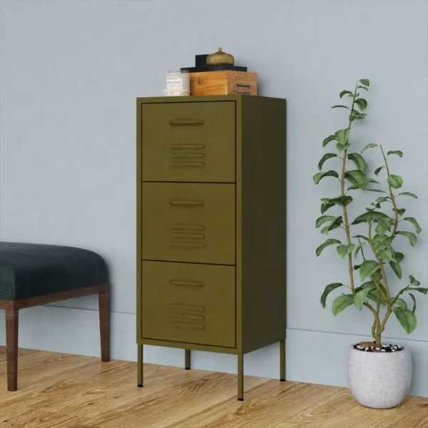 , Storage Cabinet Olive Green 16.7&#8243;x13.8&#8243;x40&#8243; Steel