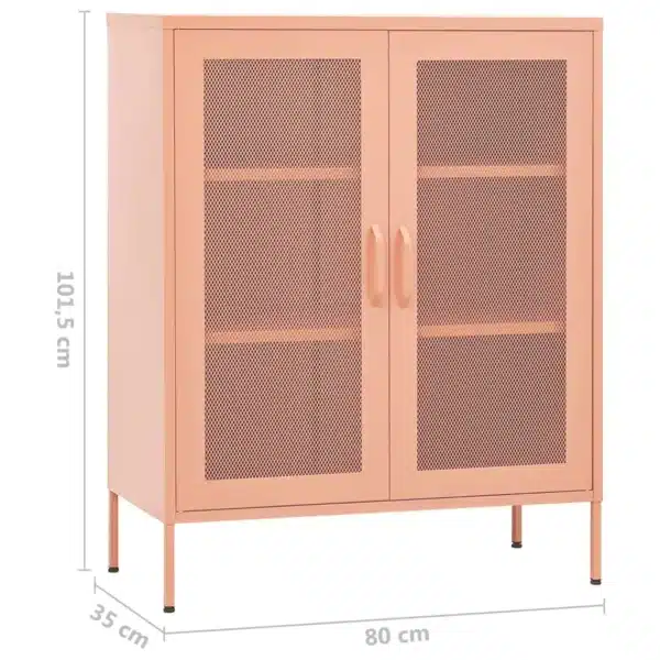 , Storage Cabinet Pink 31.5&#8243;x13.8&#8243;x40&#8243; Steel