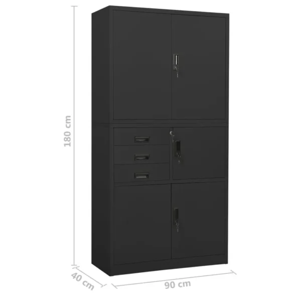 , Office Cabinet Anthracite 35.4&#8243;x15.7&#8243;x70.9&#8243; Steel
