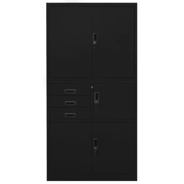 , Office Cabinet Black 35.4&#8243;x15.7&#8243;x70.9&#8243; Steel