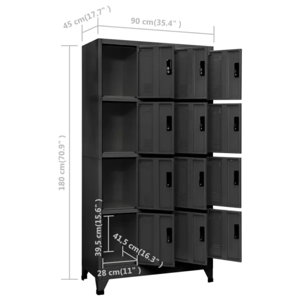 , Locker Cabinet Anthracite 35.4&#8243;x17.7&#8243;x70.9&#8243; Steel