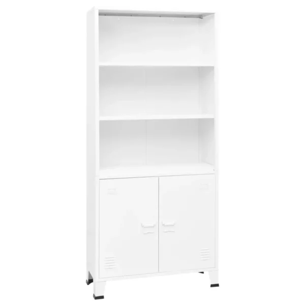 , Industrial Bookshelf White 31.5&#8243;x12.6&#8243;x70.9&#8243; Steel