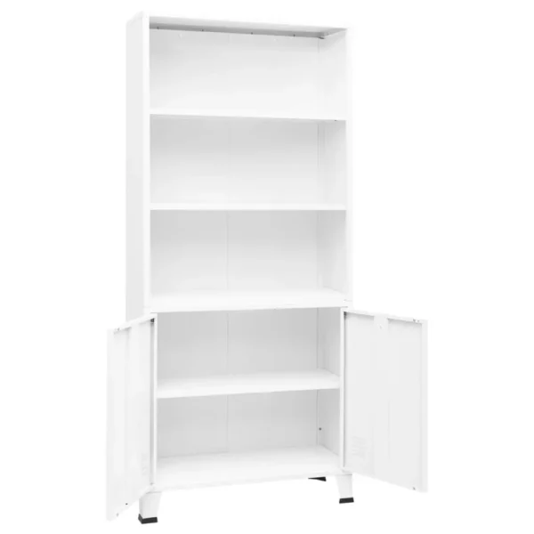 , Industrial Bookshelf White 31.5&#8243;x12.6&#8243;x70.9&#8243; Steel