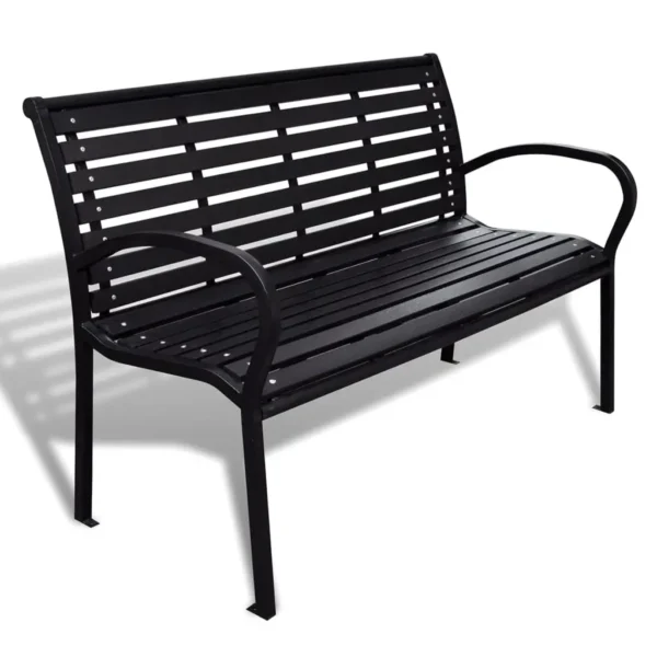 , Patio Bench 49.2&#8243; Steel and WPC Black