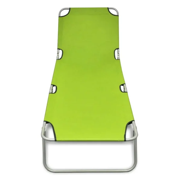 , Folding Sun Lounger Powder-coated Steel Apple Green