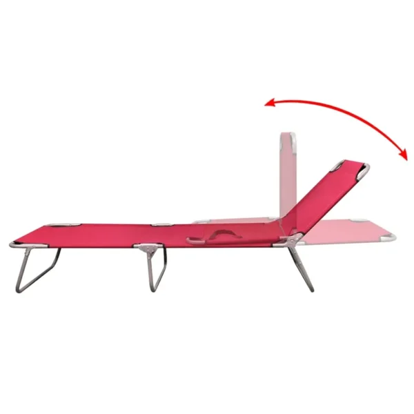 , Folding Sun Lounger Powder-coated Steel Red