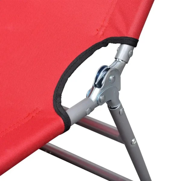 , Folding Sun Lounger Powder-coated Steel Red