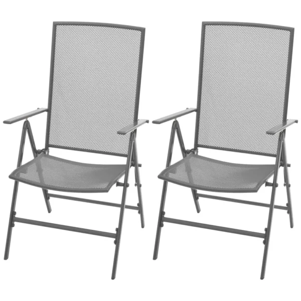 , Stackable Patio Chairs 2 pcs Steel Gray