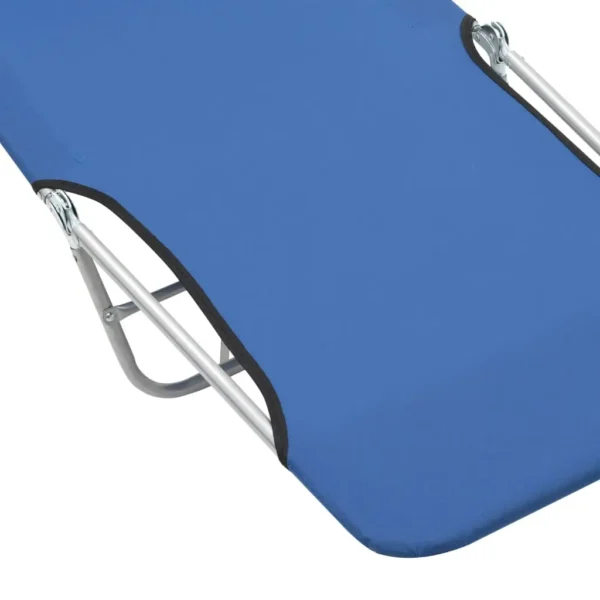 , Folding Sun Loungers 2 pcs Steel and Fabric Blue