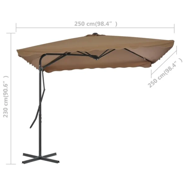 , Outdoor Parasol with Steel Pole 98.4&#8243;x98.4&#8243; Taupe