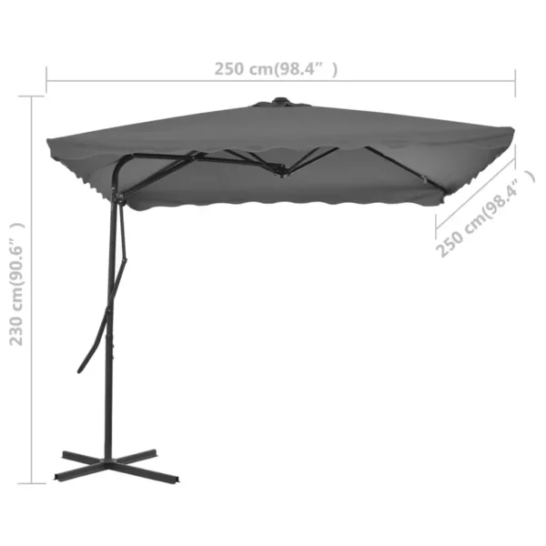 , Outdoor Parasol with Steel Pole 98.4&#8243;x98.4&#8243; Anthracite