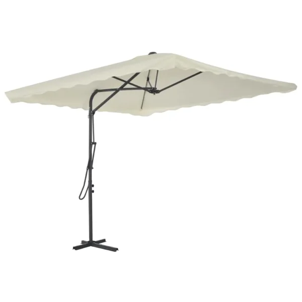 , Outdoor Parasol with Steel Pole 98.4&#8243;x98.4&#8243; Sand