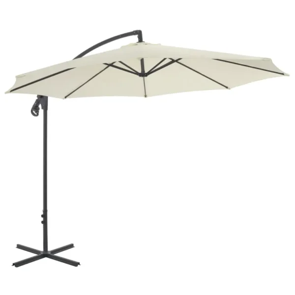 , Cantilever Umbrella with Steel Pole 118.1&#8243; Sand