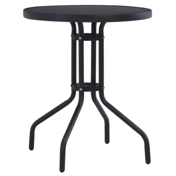 , Patio Table Black 23.6&#8243; Steel and Glass