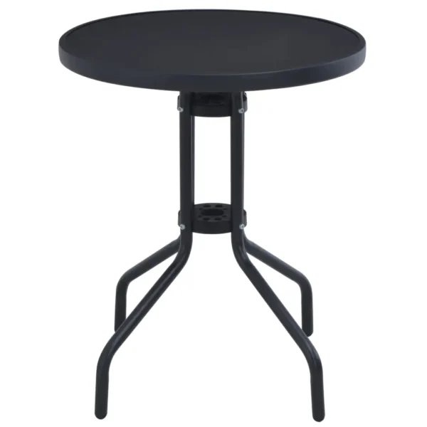 , Patio Table Black 23.6&#8243; Steel and Glass