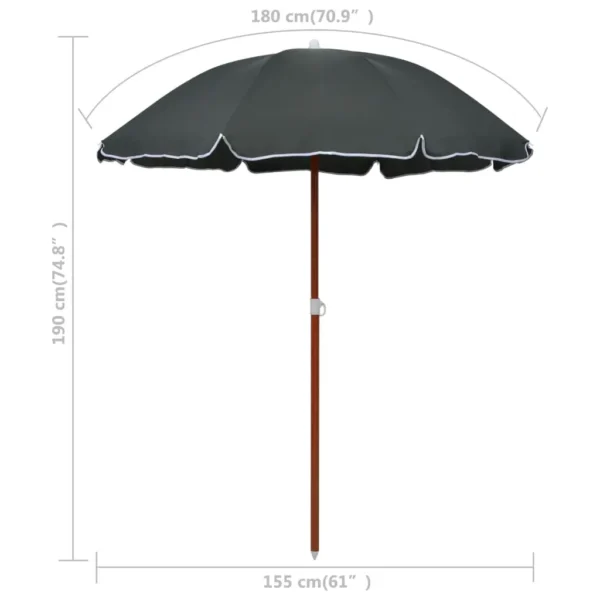 , Parasol with Steel Pole 70.9&#8243; Anthracite