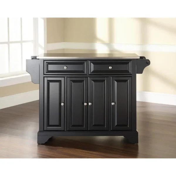 , Lafayette Stainless Steel Top Full Size Kitchen Island/Cart Black/Stainless Steel