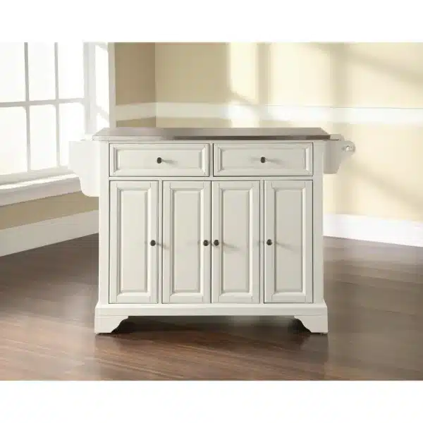 , Lafayette Stainless Steel Top Full Size Kitchen Island/Cart White/Stainless Steel