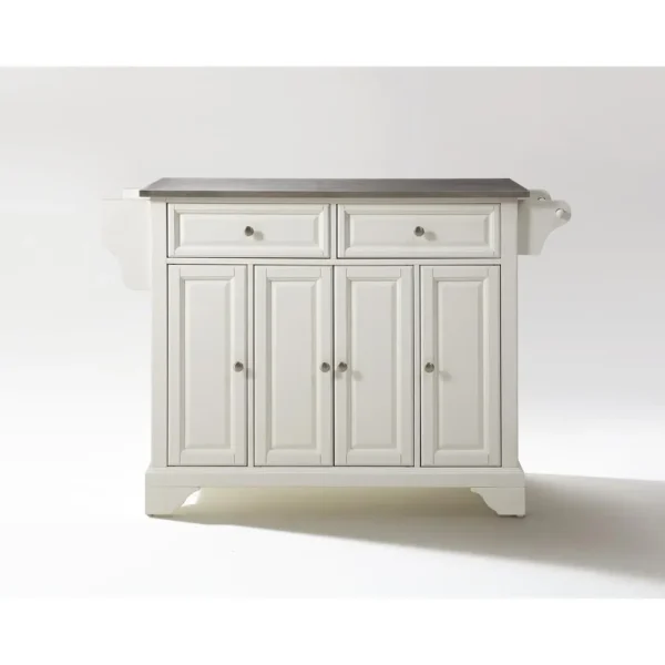 , Lafayette Stainless Steel Top Full Size Kitchen Island/Cart White/Stainless Steel
