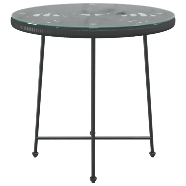 , Dining Table Black 31.5&#8243; Tempered Glass and Steel