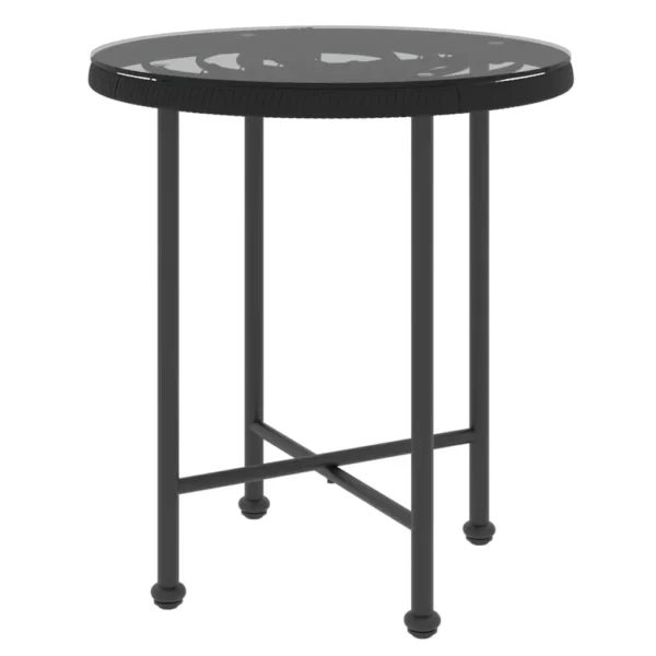 , Dining Table Black 19.7&#8243; Tempered Glass and Steel
