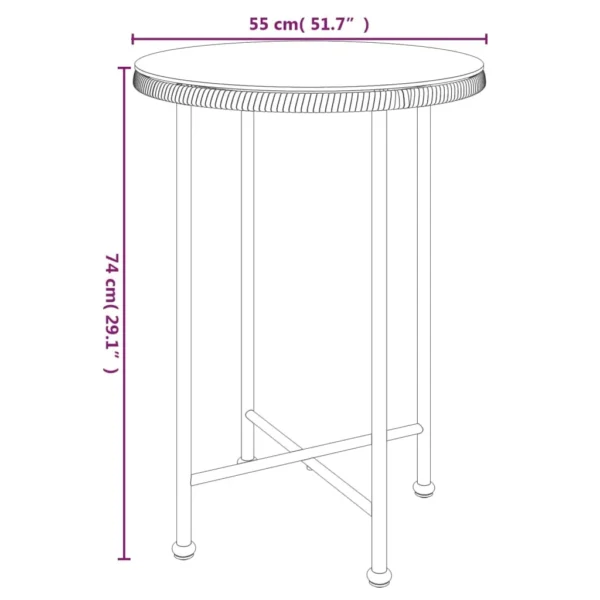 , Dining Table 21.7&#8243; Tempered Glass and Steel