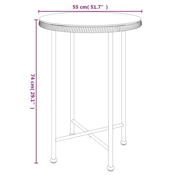 , Dining Table Black 21.7&#8243; Tempered Glass and Steel