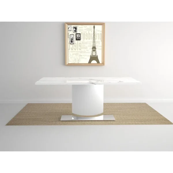 , Marble Table With Stainless Steel Base