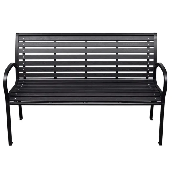 , Patio Bench Black 45.7&#8243; Steel and WPC