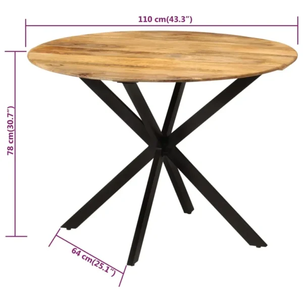 Dining Table, Dining Table 43.3″x30.7″ Solid Wood Mango and Steel